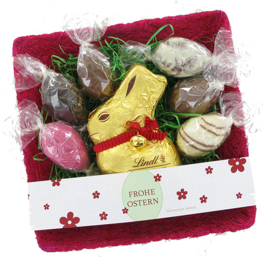 Oster-Sisalschale mit Confiserie-Eiern
