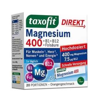 TAXOFIT Magnesium 400+B1+B6+B12+Folsäure 800 Gran.  20 St