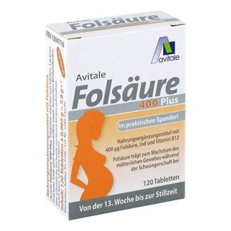 FOLSÄURE 400 Plus B12+Jod Tabletten 120 St