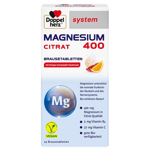 DOPPELHERZ Magnesium 400 Citrat system Brausetabl. 24 St