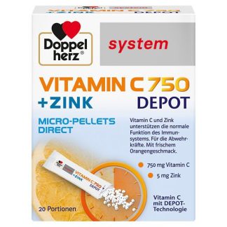 DOPPELHERZ Vitamin C 750 Depot system Pellets 20 St