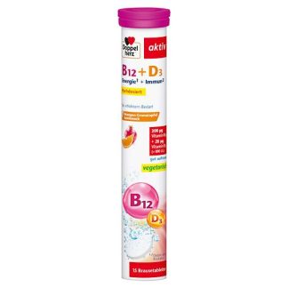 DOPPELHERZ Vitamin B12+D3 Brausetabletten 15 St