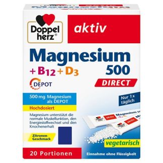 DOPPELHERZ Magnesium 500+B12+D3 Depot DIRECT Pell. 20 St