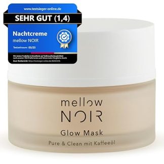 mellow NOIR Glow Mask 50 ml | Daily Night Cream | Reduces Visible Pores & Redness | For Even Skin | Noticeable Instant Effect | Vegan | Certified Natural Cosmetics