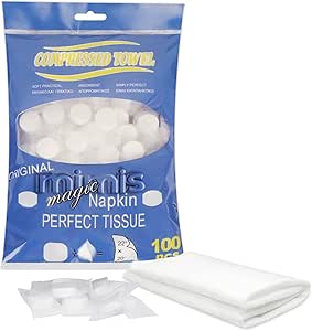 Simpolor Pack of 100/200 Compressed Towels Portable Disposable Mini Compressed Toilet Paper Tablets Household Towels for Travel Camping Hiking Sports Beauty Salon, Blue