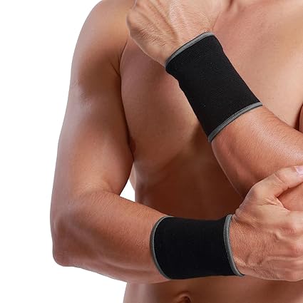 NEOtech Care Wrist Brace - Elastic and Breathable Knitted Fabric for Tennis Gym Sports (Black, 1 Pair, XL)