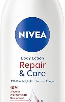 NIVEA Body Lotion Repair & Care, Body Cream for Very Dry Skin & to Relieve Tension Feelings, Body Lotion with Glycerin, Niacinamide & Provitamin B5t (250 ml)