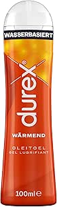 Durex Warming Water-Based Lubricant - Gentle Lubricant with Warming Effect - 1 x 100 ml in a Practical Dispensing Bottle