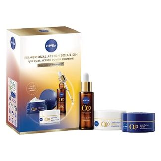 NIVEA Q10 Anti-Wrinkle Power Face Care Set, Gift Set with Day Cream (50 ml), Night Cream (50 ml) and Dual Action Serum (30 ml), Anti-Age Care Set