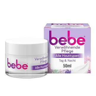 bebe Pampering care 50 ml, long-lasting moisturising face care with moon blossom fragrance for a pleasant, soft skin feeling for all skin types