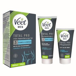 Veet Men Intimate Hair Removal Kit - Hair Removal Cream for Men - 100ml Tube & 50ml Care Balm