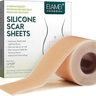 Silicone Gel Tape Roll, Medical Soft Silicone Gel Tape for Scar Removal, Hypertrophic Scars, Painless Removal, Waterproof (1.6 x 120 inches)