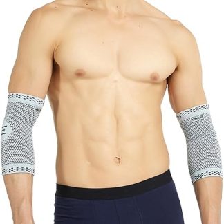 NEOtech Care Elbow Support - Bamboo Fibre & 3D Knitted Fabric - Elastic & Breathable - for Golf, Tennis, Sports - Right or Left Arm (Grey, 1 Pair, Small)