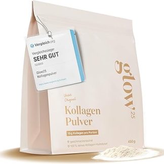 Glow25® Collagen Powder [450g] - Our Original - Collagen Hydrolysate - Peptides Type 1 and 3 - Good Solubility - Neutral