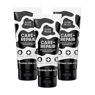 EUTERPFLEGE Care + Repair Cream, 3 x 200 ml, Intensive Care for Dry Skin, Moisturising Cream for Hand and Body, Fragrance-Free, Suitable for Allergy Sufferers