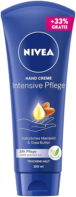 NIVEA Intensive Care Hand Cream (100 ml), Rich Skin Cream with Almond Oil for Intensive Moisture, Hand Care with the Unique NIVEA Fragrance