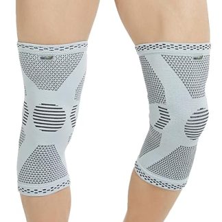NEOtech Care Bamboo Fibre Supportive Knee Brace - Breathable Material - for Men/Women (Grey, 1 Pair, Size L)