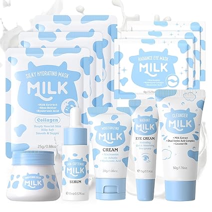 Milk Face Care Skincare Set 12 Pieces, Care Set Women's Skin Care, Moisturising Gift Set for Women Skin Care, Beauty Set Teenager Girls