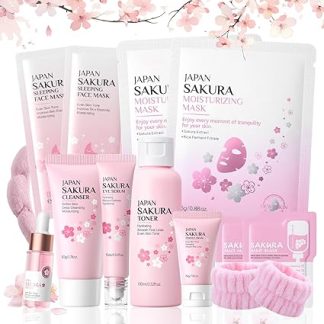 Sakura Skincare Face Care Set Gift for Girls 12 Pieces