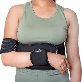 Wonder Care Left Right Black shoulder Immobilizer Arm Sling Elastic Shoulder Brace for clavicle collar bone Dislocation Subluxation shoulder stabilizer compression brace after Rotator cuff surgery arm immobiliser shoulder splint elbow sling dislocated shoulder sling shoulder support brace S-106 - XL