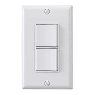 ELEGRP Decorator Double Rocker Light Switch, Two Single Pole Electrical Paddle Switch, 15A, 125V, In-Wall On/Off Switch, Self-Grounding, Wall Plate is Included, UL Listed (1 Pack, Glossy White)