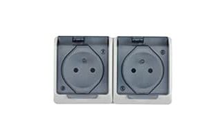 Hermes 5901130483891 Air Socket Double Z/U 16A IP44 with Smoke Flap White GNT 0322-01 Electroplast Enamel