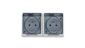 Hermes 5901130483891 Air Socket Double Z/U 16A IP44 with Smoke Flap White GNT 0322-01 Electroplast Enamel