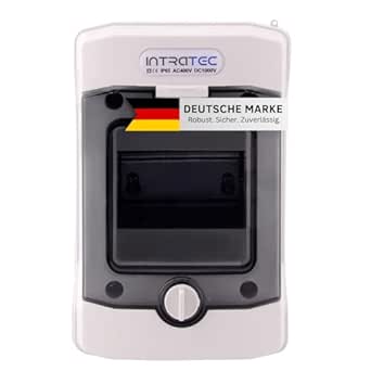 Intratec Surface-Mounted Distribution Box 1 Row - IP65 Fuse Box for 4 Modules - Wet Room Distributor for Garden, Basement, Garage & Outdoor Use - 400VAC 1500VDC Small Distributor, 201 x 128 x 120 mm