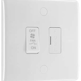 BG Electrical 815F-01 3 Pole Fused Fan Isolator Switch, 10A, Round Edges, White Molded, White