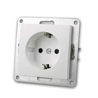 100 pack Flair sockets, white, 250 V/16 A, without frame, clamp connection, suitable for flush-mounted sockets