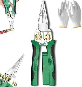 8 in 1 Wire Stripper with Voltage Tester, Multi-Function Electric Wire Stripping Pliers, Wire Cutters Electrical Repair Tool for Cutting, Stripping, Crimping Wires (1 Piece)