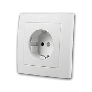 FLAIR Socket, White, 250 V/16 A, Screw Connection, with Frame, Flush-Mounted Socket, Pack of 100