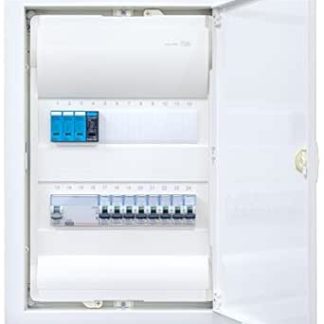 Hager Flush-Mounted Distributor 2-Row VU24NC with Surge Protection Wired Ready for Connection with Terminal Block 1x FI 4-Pin + 8x LS B16A