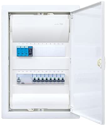 Hager Flush-Mounted Distributor 2-Row VU24NC with Surge Protection Wired Ready for Connection with Terminal Block 1x FI 4-Pin + 8x LS B16A