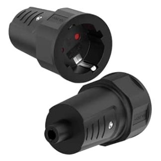 Schuko Coupling, Pack of 2 Earthing Contact Plug Coupling with Kink Protection 250 V 16 A for Indoor Use Outdoor Use