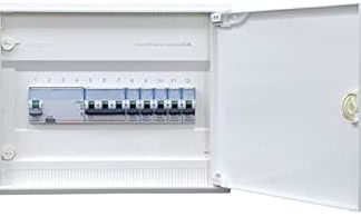 Hager Surface-Mounted Distributor 1 Row VA12CN Ready for Connection Wired with Terminal Block 1x FI 4-Pin + 1x 3-Pin + 5x 1-Pin LS B16A