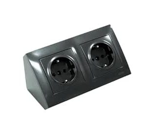 Socket Block 2-Way 250 V Surface-Mounted Corner Socket 45° Kitchen Socket Child Protection Double Socket Socket Schuko Anthracite Wall Socket for Kitchen Living Room Office DGSz1Z.01/48