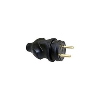 Black Rubber Finish Straight Output Plug 2P+T 16A