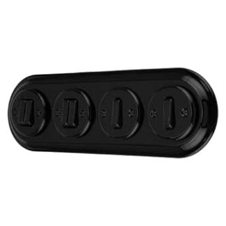 Flush-Mounted Porcelain Retro Switch, Double Switch, 4-Way, All-in-One, Set Series PR1 Black