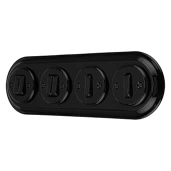 Flush-Mounted Porcelain Retro Switch, Double Switch, 4-Way, All-in-One, Set Series PR1 Black
