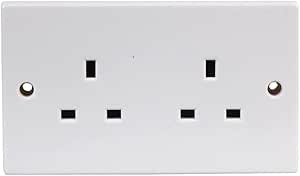 Bulk Hardware BH05887 Unswitched Double Electrical Socket 13 Amp Object Range - White