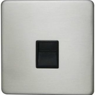 Status 5022822167421 Screwless Telephone Socket, Stainless Steel, Black