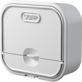 Soap Holder Wall Mount Flip Lid Quick Drain Dustproof Moisture Proof No Drilling Required (White)