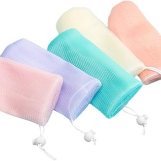 Vaguelly Pack of 5 Soap Foam Net Soap Holder Bathroom Soap Bag Travel Bag Foaming Nets for Facial Cleansing Exfoliating Soap Holder Made of Mesh Piece Soap Wash Bag Sport