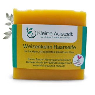 Wheat Germ Hair Soap - for Curly, Lustrous and Damaged Hair, Vegan, No Palm Oil, No Plastic, Handmade Natural Soap, Hair Soap from Little Auszeit Manufaktur