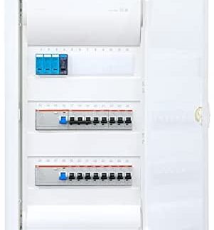 Hager VH36NC Cavity Wall Distributor 3 Rows with Surge Protection Wired with Terminal Block Assembly ABB 2x FI 4-pin + 16x LS B16A