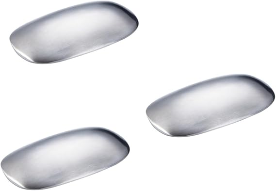 Zerodeko Stainless Steel Soap Bar Odour Elimination Metal Bar for Odour Removal Metal Soap Odour Remover for Cooking Stainless Steel Soap Oval Deodorant Soap Pack of 3