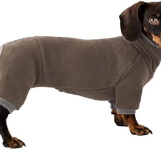 Fleece Turtleneck Jumper for Dachshunds - Warm Winter Clothes for Teckel, Soft Dog Jumper for Cold Days (Brown, L)