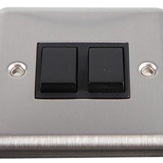 2G 2W Switch 10A Round Edge Black | Switches/Sockets, Switch Areas, Electric, 1 x Quantity - VX1040SSBK