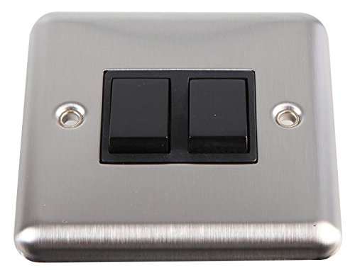 2G 2W Switch 10A Round Edge Black | Switches/Sockets, Switch Areas, Electric, 1 x Quantity - VX1040SSBK